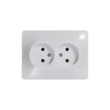 GLOSSA Розетка двойная без заземления в сборе белая