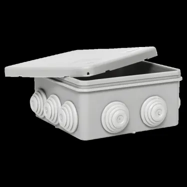 Коробка распределительная КМР-030-014 с крышкой (100х100х50) для прямого монтажа, 10 мембр. вводов серая IP55 розн. стикер EKF