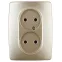 Розетка 2X2P, 16A-250В, Эра12, шампань, 12-2107-04