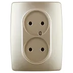 Розетка 2X2P, 16A-250В, Эра12, шампань, 12-2107-04