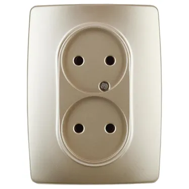 Розетка 2X2P, 16A-250В, Эра12, шампань, 12-2107-04