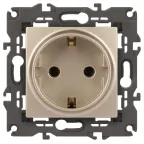 Розетка 2P+E Schuko со шторками, 16А-250В, Эра Elegance, шампань, 14-2102-04