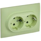 SKANDY Розетка 2-местная с заземлением с защитными шторками 16А в сборе SK-R07G мятный IEK