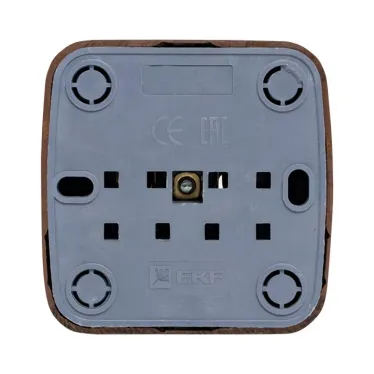 Розетка 1-местная ОП Минск 16А с заземлением темное дерево