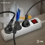 Удлинитель с заземл, 3x1мм2, 16A, ПВС, с выкл, 3гн, 3м (10/480) U-3es-3m-3x1