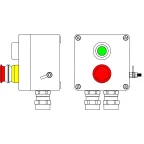                  Взрывозащищенный пост управления из полиэстера CPE-Р-03 -(1xP1G(11) -1xP3E(11)) - 2x6018AASBKGM2SB(C)1Ex d e IIC T6 Gb / Ex tb IIIC T80°C Db IP66
               