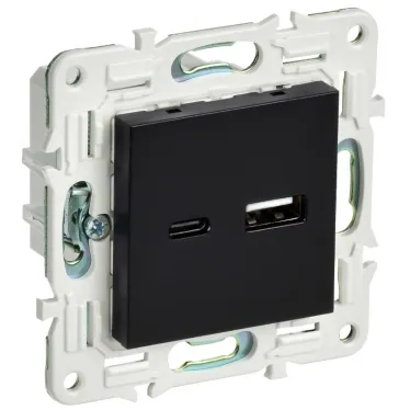 SKANDY Розетка USB A+C 18Вт SK-R13Bl черный IEK