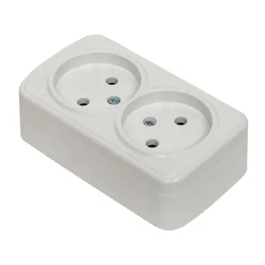 Розетка Минск 2-местная ОП 10А без заземления белая