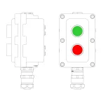                  Пост управления взрывонепроницаемый из алюминия LCSD-02-B-MB-P1G(11)x1-P1R(11)x1-PBMB-KAEPM2MHK-20
               