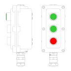                  Пост управления взрывонепроницаемый из алюминия LCSD-03-B-MC-L1G(220)x1-P1G(11)x1-P1R(11)x1-PCMB-KAEPM3MHK-26
               