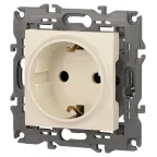 Розетка 2P+E Schuko со шторками, 16А-250В, Эра Elegance, сл.кость, 14-2102-02