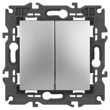 Выключатель двойной, 10АХ-250В, Эра Elegance, алюминий,14-1104-03