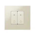 Кнопка клавишная свет с подсветкой узкая, 10А 250В, S27 слоновая кость