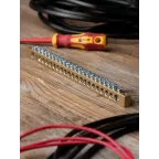 Шина PEN ноль-земля 8х12мм 22 отверстия латунь крепеж по краям PROxima