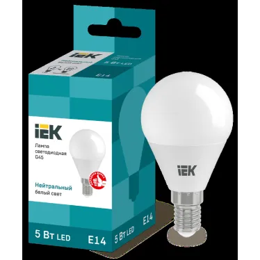 Лампа светодиодная G45 шар 5Вт 230В 4000К E14 IEK