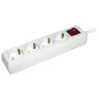                  Удлинитель бытовой 4 розетки шнур 3м с заземлением с выключателем 16А
               