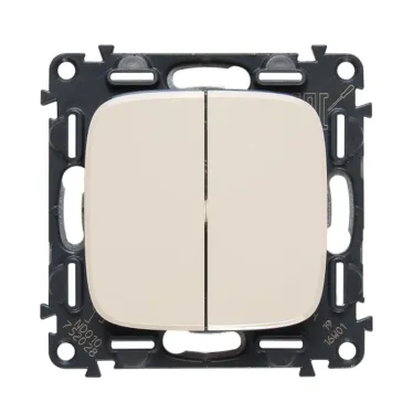 Valena ALLURE Выключатель двухклавишный 10А 250В с лицевой панелью Безвинтовые зажимы Слоновая кость