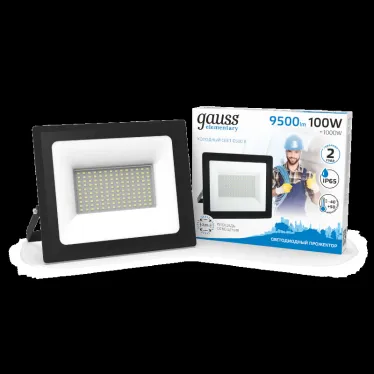 Прожектор светодиодный ДО 100 Вт 9500 лм 6500К AC 220В IP65 234х245х37мм Elementary G2 Gauss
