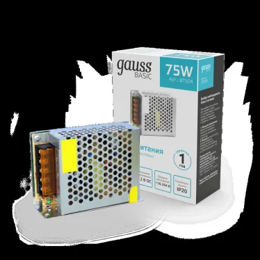 Блок питания для светодиодной ленты 75 Вт AC 176-264В Uвых 12В IP20 110х78х35мм Basic Gauss