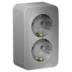 Розетка BLANCA наружная двойная, с заземлением, без шторок, с изолирующей пластиной, 16А, 250В, алюминий