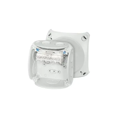 Коробка клеммная 93х93х62 мембраны 5-пол. 0.75-4 кв.мм серая РР IP66