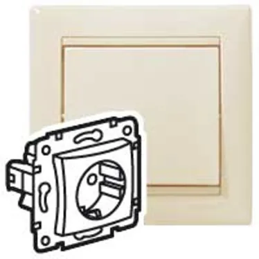 VALENA Розетка с заземлением со шторками слоновая кость