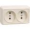 ОКТАВА Розетка двойная наружная бежевая без крышки 10А