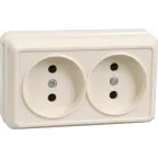 ОКТАВА Розетка двойная наружная бежевая без крышки 10А