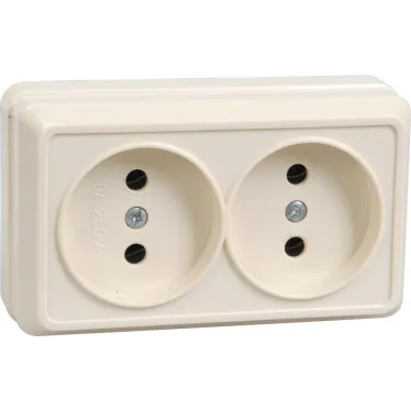 ОКТАВА Розетка двойная наружная бежевая без крышки 10А