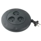 Удлинитель (черный) рулетка, без заземл, 2x0.75мм2, 3гн, 3м (10/600) UR-3-3 м-B