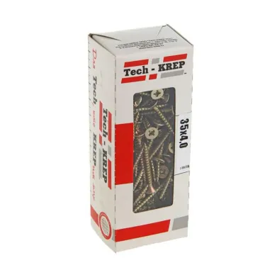 Шуруп универсальный 4х35 потайная головка, остроконечный, желтопассивированный (200шт) - коробка