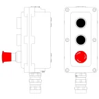                  Пост управления взрывонепроницаемый из алюминия LCSD-03-B-MB-P1B(11)x1-P1B(11)x1-P6R(11)x1-PBMB-KA2MHK
               