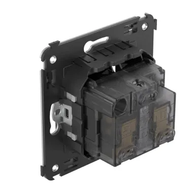 Avanti Розетка в стену, 2P+E, с защитными шторками, ''Черный квадрат''