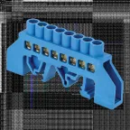 Шина нулевая 8х12мм 125А 8 отверстий нейлоновый корпус на DIN-рейку латунь PROxima