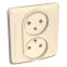 ЭТЮД Розетка двойная скрытая без заземления без шторок бежевая