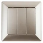 Выключатель тройной, 10А-250В, СУ, Solo, шампань,4-106-04