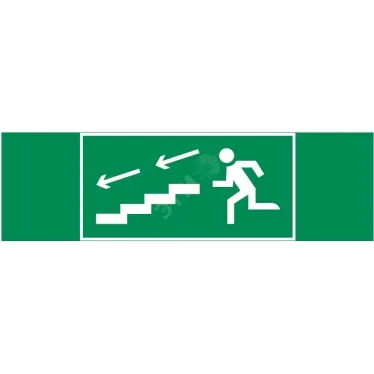 Пиктограмма (наклейка) "ПО ЛЕСТНИЦЕ ВНИЗ ВЛЕВО" 310х90мм для аварийно-эвакуационного Свет-к а Basic IP65 | V5-EM02-60.002.038 | VARTON