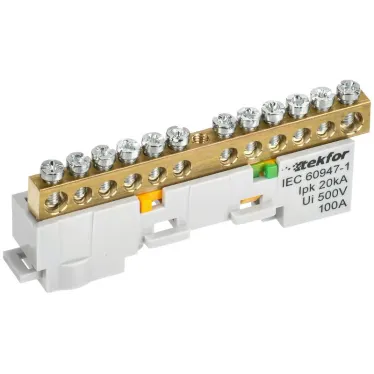 TEKFOR Шина PE земля неизолированная на универсальном держателе 6х9-12-Ж IEK