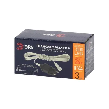 Трансформатор для подключения низковольтных гирлянд, ENIT-3 220V-24V, IP44, 3м (250/1500)