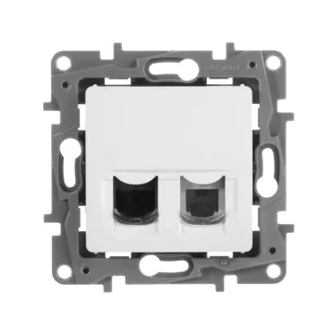 ETIKA Розетка телефонная+компьютерная RJ11+RJ45 категория 5 UTP белая