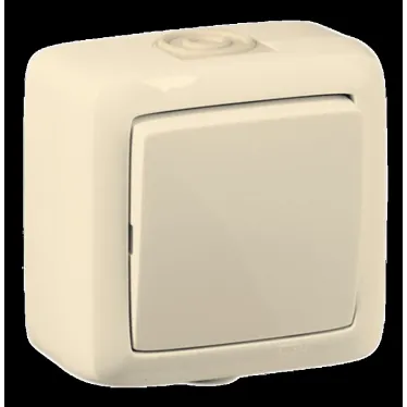Выключатель одноклавишный наружный слоновая кость IP44 16А