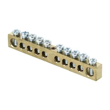 Шина нулевая 8х12мм 125А 10 отверстий крепеж по центру латунь PROxima