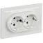 BRITE Розетка двойная с заземлением с защитными шторками 16А в сборе РСш12-3-БрБ белый