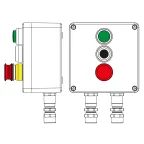                  Взрывозащищенный пост управления из полиэстера CPE-P-03-(1xLR(250)-P1G(11)-1xP3E(11))-2xKA2MHK(C)1Ex d e IIC Т5 Gb / Ex tb IIIC T95°C Db IP66/КЗ
               