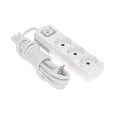 Удлинитель PREMIUM 3 гнезда, 3м, 3х1,5мм², с/з, с выключателем, белый | 13-4104 | REXANT