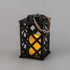 Декоративный фонарь на солнечной батарее 14х14х24 см, черный плетеный корпус, теплый белый цвет свечения | 501-145 | NEON-NIGHT