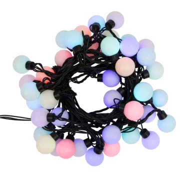 Гирлянда "Мультишарики" Ø38 мм, 10 м, черный ПВХ, 40 диодов, цвет RGB | 303-579 | NEON-NIGHT