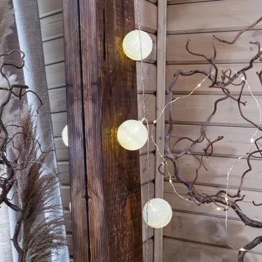 Тайские фонарики Пломбир 1.5 м, 10 LED, прозрачный ПВХ, цвет свечения теплый белый, 2 х АА (батарейки не в комплекте) | 303-077 | NEON-NIGHT