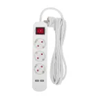                  Удлинитель STANDARD 3 гнезда, 3 м, 3х1,0 мм2, с/з, с выключателем, 2 USB, белый
               