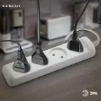 Удлинитель без зазeмл., 2х1мм2, 10А, ПВС, 4гн, 5м (10/840) U-4-5m-2x1